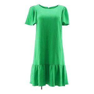 NWT. DKNY apple green dress with peplum hem and flouncy sleeves (sz 16)